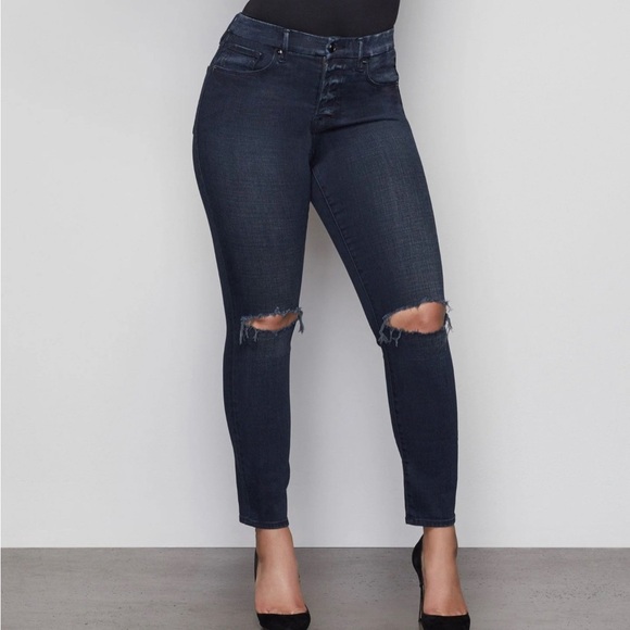 Good American Good Waist Crop Distressed  Jeans Size 18 - Picture 1 of 12